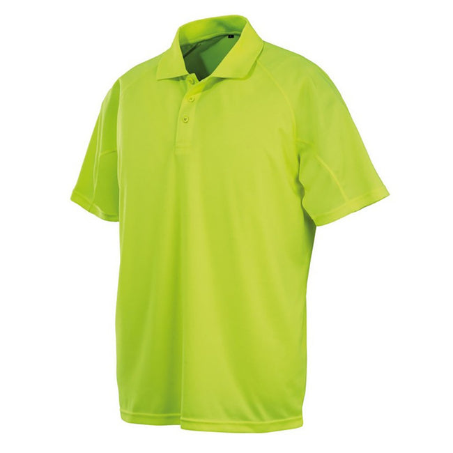 Flo Yellow - Front - Spiro Impact Mens Performance Aircool Polo T-Shirt