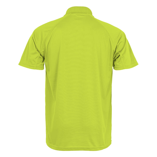 Flo Yellow - Back - Spiro Impact Mens Performance Aircool Polo T-Shirt