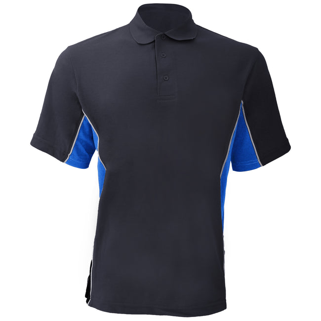 Navy-Light Blue-White - Front - Gamegear® Mens Track Pique Short Sleeve Polo Shirt Top