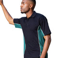 Navy- Turqoise - Side - Gamegear® Mens Track Pique Short Sleeve Polo Shirt Top