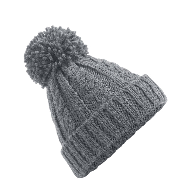 Light Grey - Back - Beechfield Unsiex Adults Cable Knit Melange Beanie