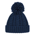 Navy Blue - Front - Beechfield Unsiex Adults Cable Knit Melange Beanie