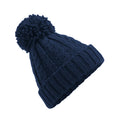 Navy Blue - Back - Beechfield Unsiex Adults Cable Knit Melange Beanie