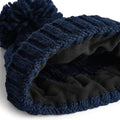Navy Blue - Side - Beechfield Unsiex Adults Cable Knit Melange Beanie