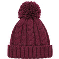 Burgundy - Front - Beechfield Unsiex Adults Cable Knit Melange Beanie