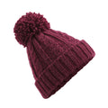 Burgundy - Back - Beechfield Unsiex Adults Cable Knit Melange Beanie