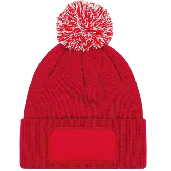 Classic Red-Off White - Back - Beechfield Unisex Adults Snowstar Printers Beanie