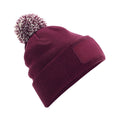 Burgundy-Off White - Front - Beechfield Unisex Adults Snowstar Printers Beanie