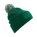 Bottle Green-Off White - Front - Beechfield Unisex Adults Snowstar Printers Beanie