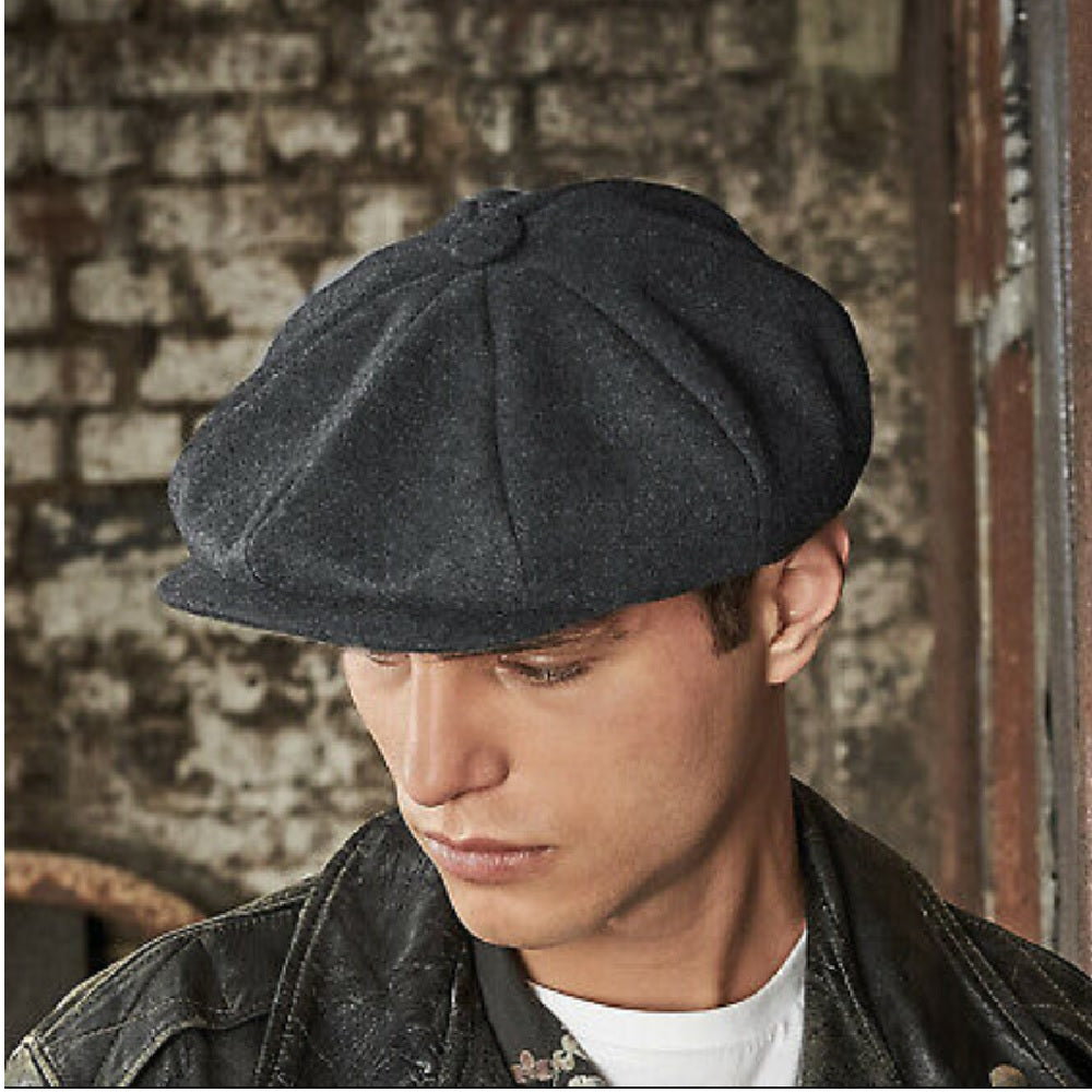 Charcoal Marl - Back - Beechfield Unisex Adults Melton Wool Baker Boy Cap