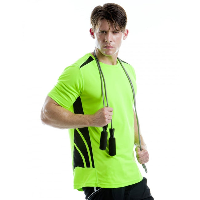 Fluorescent Lime-Black - Back - Gamegear® Mens Cooltex Short Sleeve Training T-Shirt