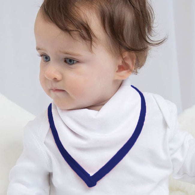 White-Nautical Navy - Pack Shot - Babybugz Baby Plain Bandana Bib (Pack of 2)