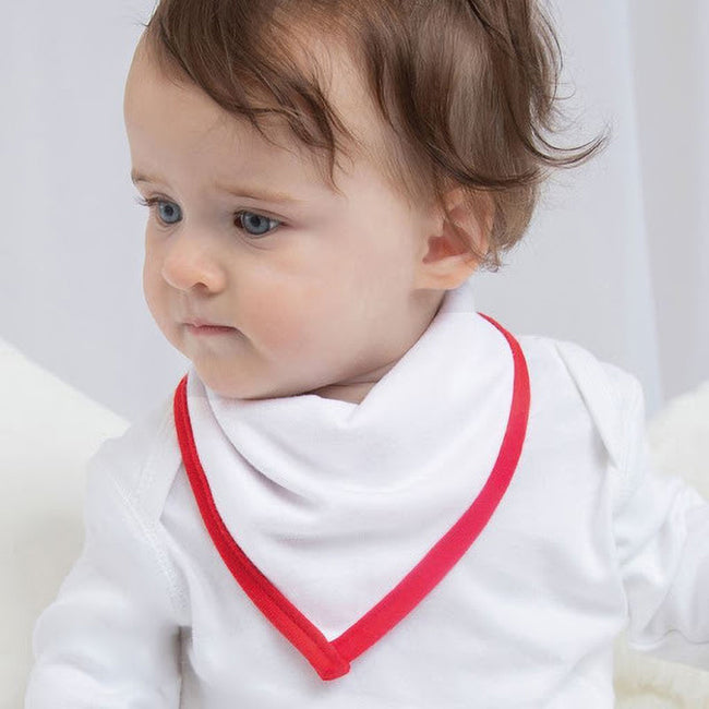 White-Red - Pack Shot - Babybugz Baby Plain Bandana Bib (Pack of 2)