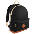 Black - Front - Bagbase Heritage Retro Backpack - Rucksack - Bag (18 Litres) (Pack of 2)