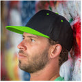 Black-Lime Green - Back - Result Unisex Core Bronx Original Flat Peak Snapback Dual Colour Cap (Pack of 2)