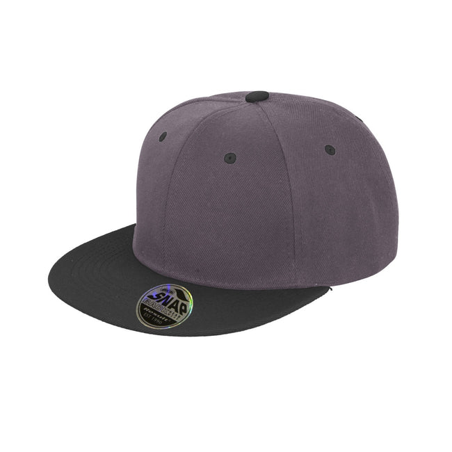Heather Grey-Black - Front - Result Unisex Core Bronx Original Flat Peak Snapback Dual Colour Cap (Pack of 2)