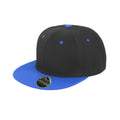Black-Azure Blue - Front - Result Unisex Core Bronx Original Flat Peak Snapback Dual Colour Cap (Pack of 2)