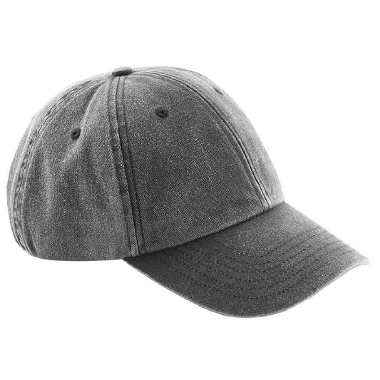 Vintage Black - Front - Beechfield Unisex Low Profile Vintage Denim-Look Cap (Pack of 2)