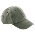 Vintage Olive - Front - Beechfield Unisex Low Profile Vintage Denim-Look Cap (Pack of 2)