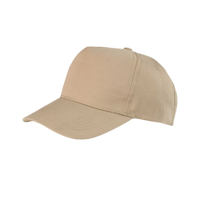 Khaki - Front - Result Unisex Core Boston 5 Panel Printers Baseball Cap (Pack Of 2)
