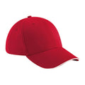 Classic Red-White - Front - Beechfield Adults Unisex Athleisure Cotton Baseball Cap (Pack of 2)