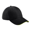 Black-Lime Green - Front - Beechfield Adults Unisex Athleisure Cotton Baseball Cap (Pack of 2)