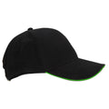 Black-Lime Green - Back - Beechfield Adults Unisex Athleisure Cotton Baseball Cap (Pack of 2)