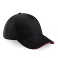 Black-Classic Red - Front - Beechfield Adults Unisex Athleisure Cotton Baseball Cap (Pack of 2)