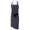 Navy-White - Front - Dennys Unisex Cotton Striped Workwear Butchers Apron (Pack of 2)