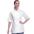 White - Back - Dennys Womens-Ladies Short Sleeve Fitted Chef Jacket (Pack of 2)