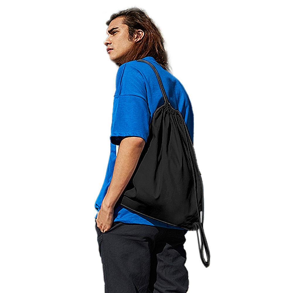 Black-Black - Back - Westford Mill Cotton Gymsac Bag - 12 Litres (Pack of 2)