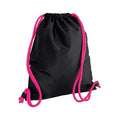 Black-Fuchsia - Front - Bagbase Icon Drawstring Bag-Gymsac (Pack of 2)