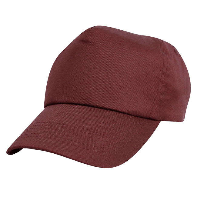Burgundy - Front - Result Unisex Childrens-Kids Plain Basebll Cap (Pack of 2)