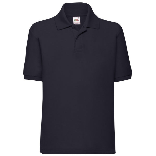 Deep Navy - Front - Fruit Of The Loom Childrens-Kids Unisex 65-35 Pique Polo Shirt (Pack of 2)