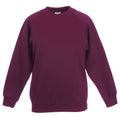 Burgundy - Front - Fruit Of The Loom Childrens Unisex Raglan Sleeve Sweatshirt (Pack of 2)
