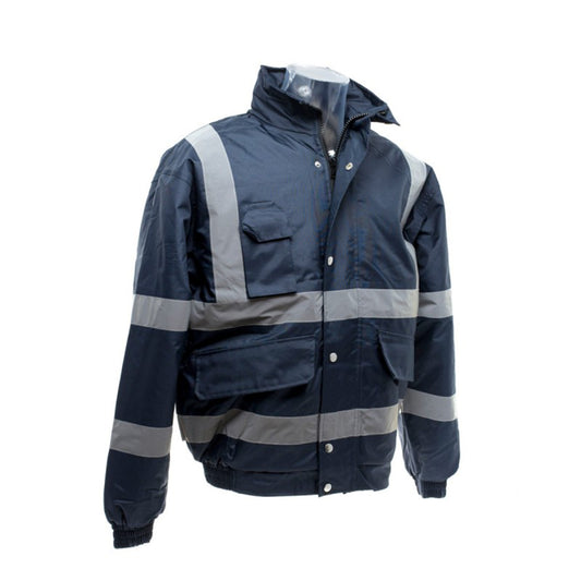 Navy Blue - Front - Yoko Mens Hi-Vis Bomber Jacket (Pack of 2)