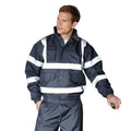 Navy Blue - Back - Yoko Mens Hi-Vis Bomber Jacket (Pack of 2)