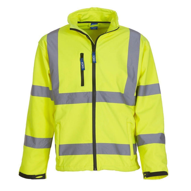 Hi-Vis Yellow - Front - Yoko Mens Hi-Vis Softshell Jacket (Pack Of 2)