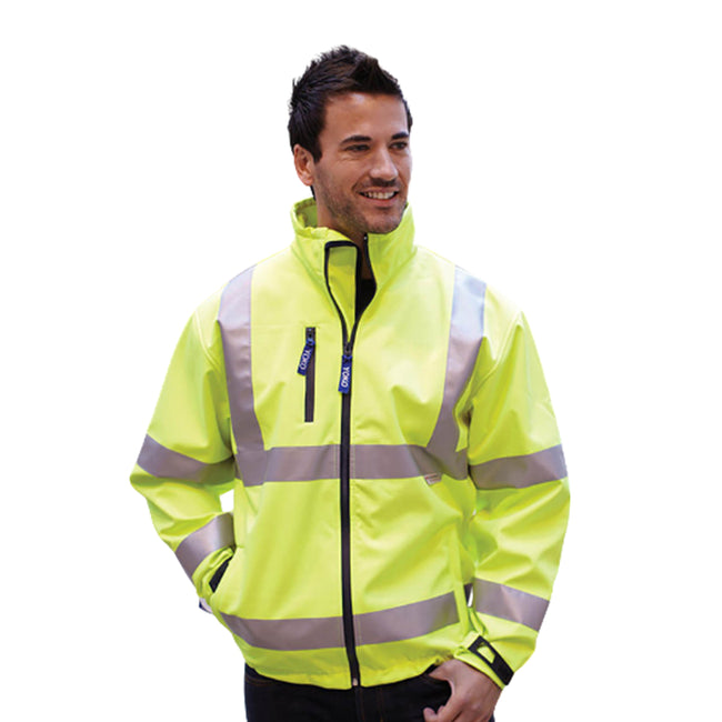 Hi-Vis Yellow - Back - Yoko Mens Hi-Vis Softshell Jacket (Pack Of 2)