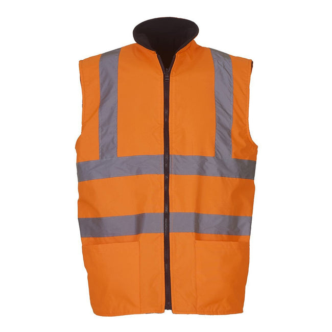 Hi Vis Orange - Front - Yoko Mens Workwear Hi-Vis Reversible Fleece Vest - Jacket (Pack of 2)