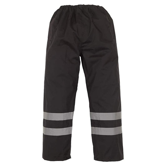 Black - Front - Yoko Mens Hi-Vis Waterproof Contractor Over Trousers (Pack Of 2)