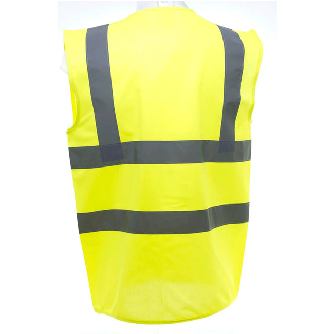 Hi-Vis Yellow - Back - Yoko Unisex Premium Hi-Vis Waistcoat Vest - Jacket (Pack of 2)