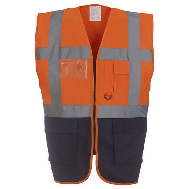 Hi Vis Yellow-Navy - Back - Yoko Hi-Vis Premium Executive-Manager Waistcoat - Jacket (Pack of 2)