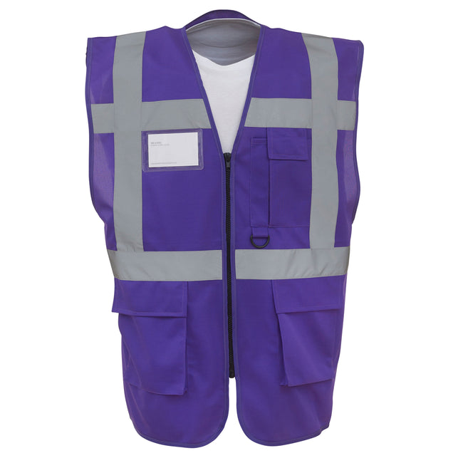 Purple - Front - Yoko Hi-Vis Premium Executive-Manager Waistcoat - Jacket (Pack of 2)