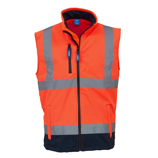 Hi Vis Orange-Navy - Front - Yoko Mens Hi Vis Softshell Bodywarmer - Workwear (Pack of 2)