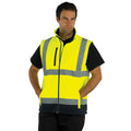 Hi-Vis Yellow-Navy - Back - Yoko Mens Hi Vis Softshell Bodywarmer - Workwear (Pack of 2)