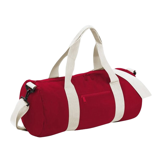 Classic Red-Off White - Front - Bagbase Plain Varsity Barrel - Duffle Bag (20 Litres) (Pack of 2)