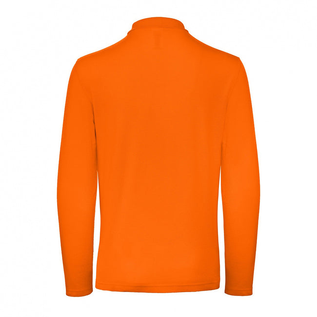 Bright Orange - Back - B&C ID.001 Mens Long Sleeve Polo (Pack Of 2)