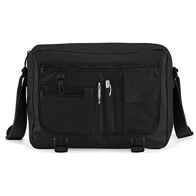 Black - Back - Bagbase Adjustable Messenger Bag (11 Litres) (Pack Of 2)
