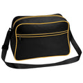Black-Gold - Front - Bagbase Retro Adjustable Shoulder Bag (18 Litres) (Pack of 2)
